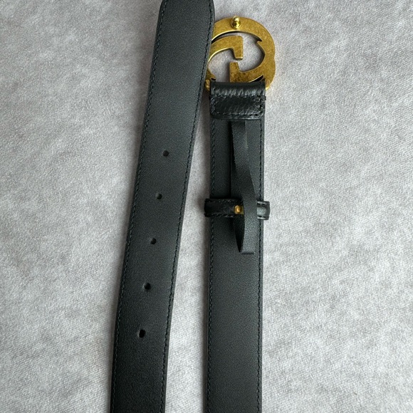 Gucci Interlocking G Double Gg Textured Black Leather Belt 474345 100/40 - Picture 8 of 12